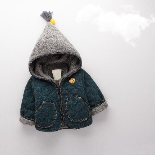 2020 Fall Winter Baby Kids Cotton Padded Jacket 0-3 Year Old Boys Thickened Velvet Hooded Coat Childrens Wadded Clothes X167