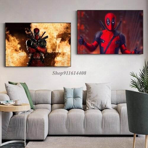 Deadpool Marvel Movie Poster Canvas Painting Anime Wall Art Print Superhero Canvas Art Pictures for Home Decor Living Room Decor