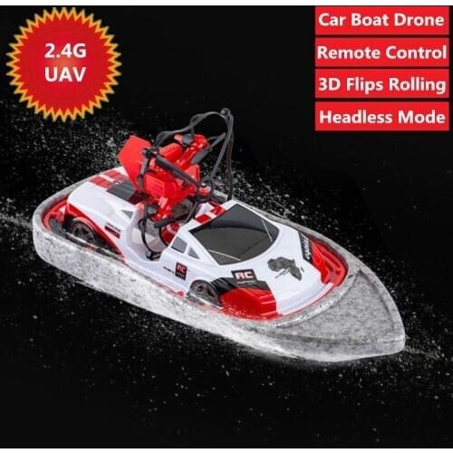 RC Drone Mini aircraft UAV & Car & Boat 3-IN-1 2.4G Remote Control UAV Water land air playing Toy headless Mode 360degree Flips