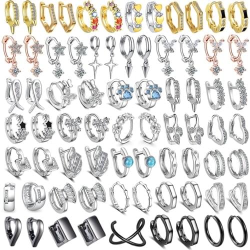 PONYKISS Office 925 Sterling Silver geometry Zircon Minimlist Hoop Earrings for Women Party Fine Jewelry wholesale Accessory