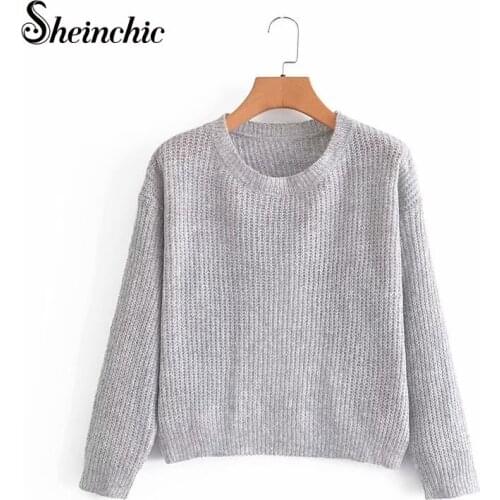 Gray Pullover Women 2021 Casual Oversize Loose Knitted Leisure Students Chic Female Sweaters Korean Style Outwear
