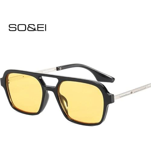 SO&EI Retro Rectangle Sunglasses Women Fashion Candy Color Lens Eyewear Men Outdoor Driving Shades UV400 Square Sun Glasses
