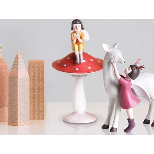 MODERN RESIN CARTOON CUTE GIRL ORNAMENTS HOME LIVINGROOM TABLE FIGURINES CRAFTS OFFICE DESKTOP FURNISHING DECOR BIRTHDAY GIFTS