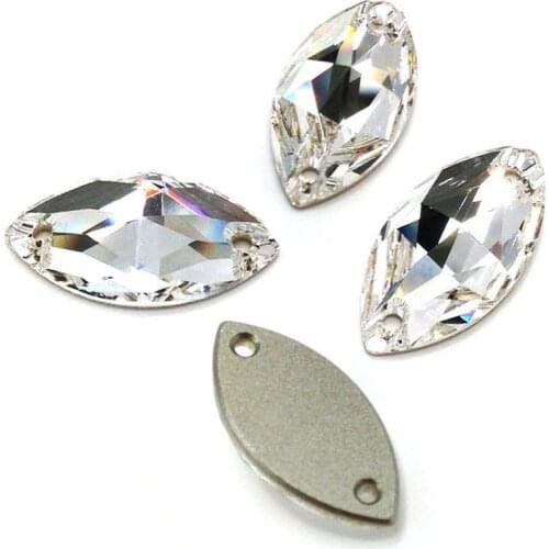 CTPA3bl 3223 Crystal Color Best Quality Glass Strass Navette Shape Sew On Rhinestone Flatback Glass Stone For Clothes Shoes