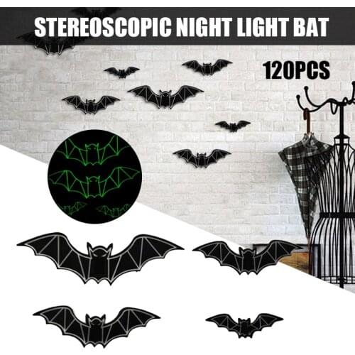 Halloween Party Supplies PVC 3D Realistic Decoration Luminous Scary Bats Wall Sticker Outdoor Halloween Party Decor M56