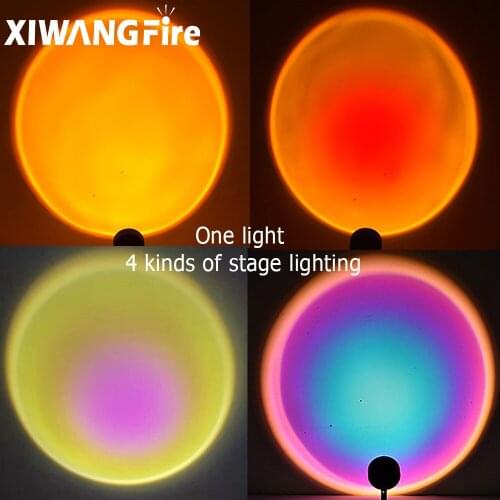 USB Rainbow Sunset Red Projector Led Night Light Sun Projection Desk Lamp for Bedroom Bar Coffee Store Wall Decoration Lighting