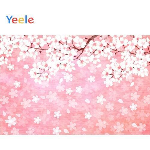 Spring Pink Flower Backdrop Baby Shower Kids Birthday Party Customized Vinyl Photography Background For Photo Studio Photophone