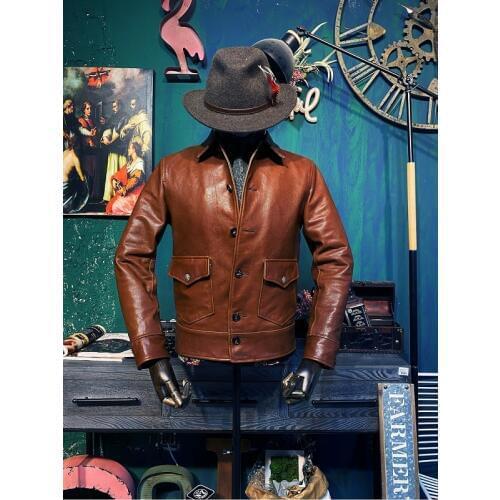 YR!Free shipping.soft 1.0MM goatskin jacket,men classic casual cossack style coat,100% genuine leather outwear.quality new