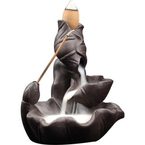 Backflow Incense Or Burner Creative Home Decoration Buddha Supplies Purple Clay Lotus Cone Incese Burner Stick Incense Holder