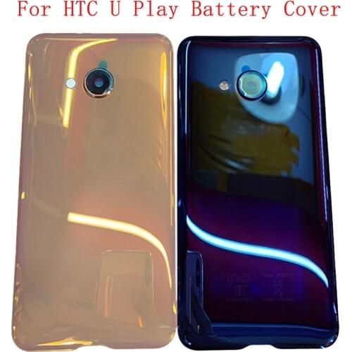 Battery Cover Rear Door With Camera Lens+Flash Light+Logo For HTC U Play Back Glass Cover Replacement