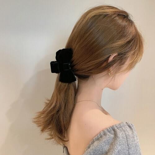 Simple Velvet Bow Claw Clip All-Match Clip Headdress Hairpin Womens Back Head Large Shark Clip Hair Cliphairpins for hairwomen