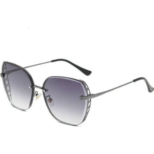 Retro Punk Vintage Sun Glasses Oversized Square Rimless Sunglasses Shades Women