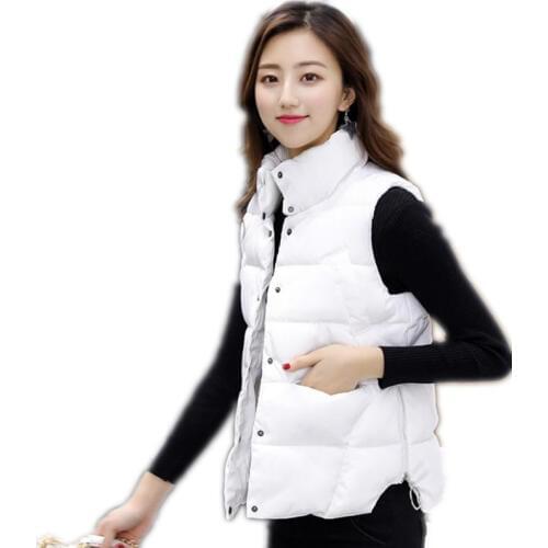 Autumn Winter Women Short Vest2018Stand-Collar Down Cotton Waistcoat Button Vest Female Outerwear Casual Vest Mujer Hot SaleQ602