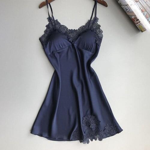Women Summer Sleep Lingerie Dress Sexy Off Shoulder Wrapped Chest Lace Nightgowns Solid Color Female Nightdress