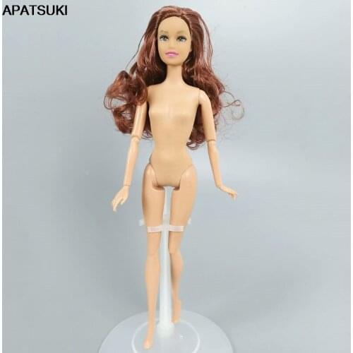 1/6 BJD Doll Brown Curls Wavy Wig Hair Make Up Doll Head for 1/6 BJD Doll Nude Naked Doll Body DIY Toy Dolls Accessories