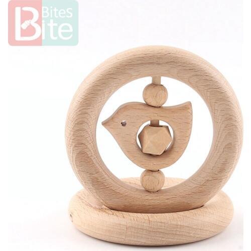 1pc Baby Musical Toys Bird Elephant Beech Wooden Rodent Teether Play Gym Toys Baby Rattles Stroller Toy Pram Gift Children Goods
