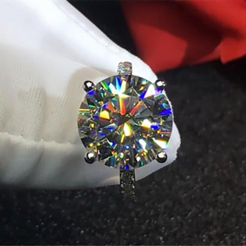 18K Au750 White Gold Ring Women Wedding Anniversary Engagement Party Ring Round Moissanite Diamond Elegant Trendy Romantic Cute