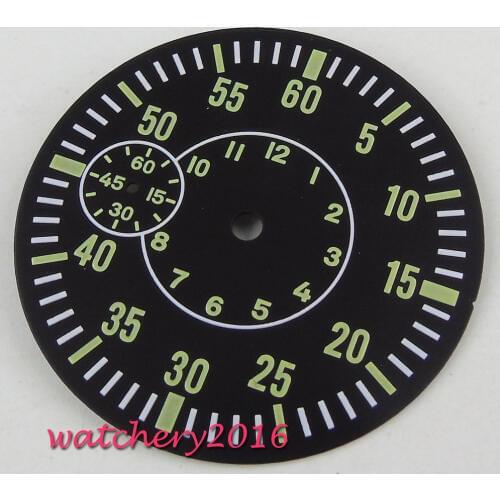 2019 New Arrival 38.9MM Sterile Dial Green numbers Luminous Marks Fit for ETA 6497 ST 3600 Movement Watch Dial