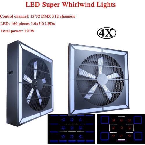 4Pcs/Lot High Speed Mute 120W LED Super Whirlwind Light LED Party Light Multicolor For Christmas Holiday Disco Music Stage Lamp