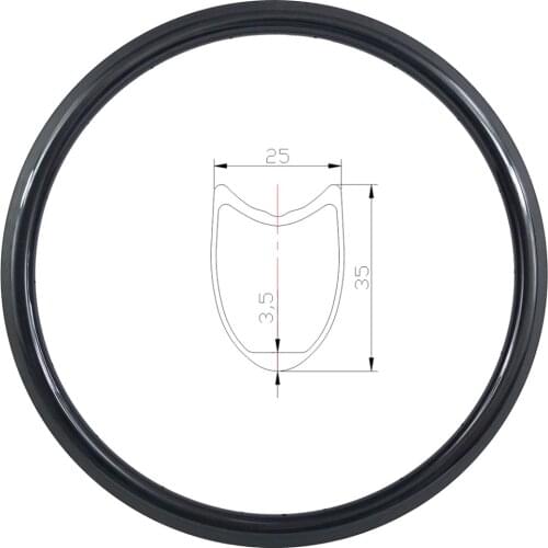 700c 35mm tubular U shape road bike carbon rim 25mm wide front or rear 3K UD 12K 3K twill matt glossy 18 20 21 24 28 32 36 Holes