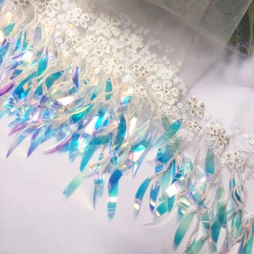 GLace 3Y/Lot sequins lace accessories rainbow lace trim for wedding decoration sequin fabric TX1055