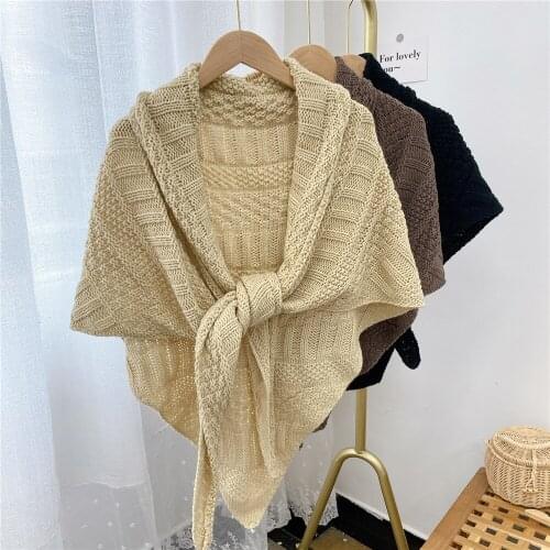 Irregular Ponchos and Capes Spring Women Loose Crochet Knitted Cape Coat Femme V-neck Shawl Pullover Sweater D252
