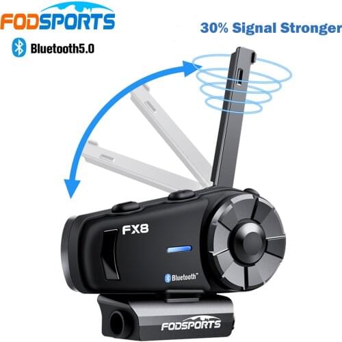 Fodsports FX8 Intercomunicador Moto for 8 Riders 2000M Intercom Motorcycle Helmet Bluetooth Headset 30% Stronger Signal Antenna