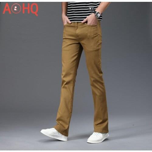 Thin Mens Flared Pants Bootcut Boot cut Pants Men Leg Fit Classic Flare Vintage Male Straight Trousers