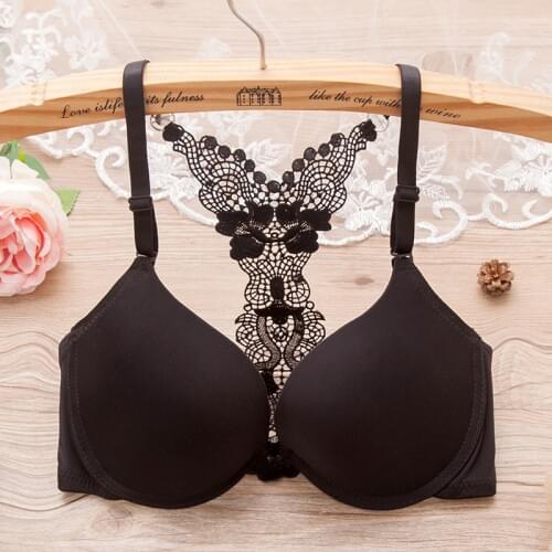 Fashion Sexy Satin Bras for Women Front Closure Y-line Straps Push Up Lingerie Lace Bra Bralette Female Underwear Intimates