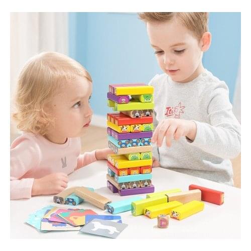Toys Building & Construction Toys Stacking Blocks parent-child interaction rainbow tower Stacking block juegos educativos wooden