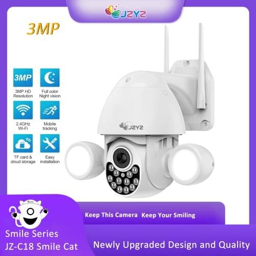 JZYZ 3MP PTZ Floodlight Camera AI Humanoid Tracking Human Trigger Light Auto Homing Infrared Night Vision Outdoor Waterproof