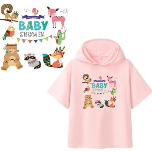 Cartoon animal combination Clothing Stickers Iron On Patches Diy Heat Transfers Patch For Clothes T-shirt Appliques Decoration