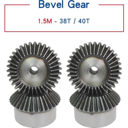 1 Piece Bevel Gear 1.5M38T/40T Gear 90 Degrees Meshing Angle Carbon Steel Transmission Ratio 1:1 Transmission Parts