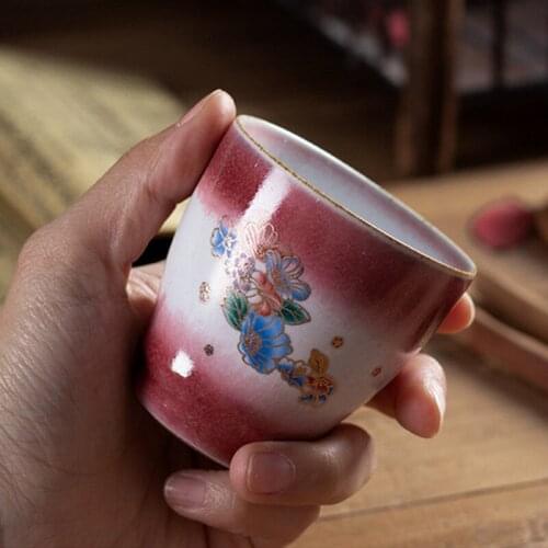 Red Ceramic Tea Cup Hot Sale Hand Paint Pin Ming Tea Master Cup Tea Bowl Accessories Home Decor