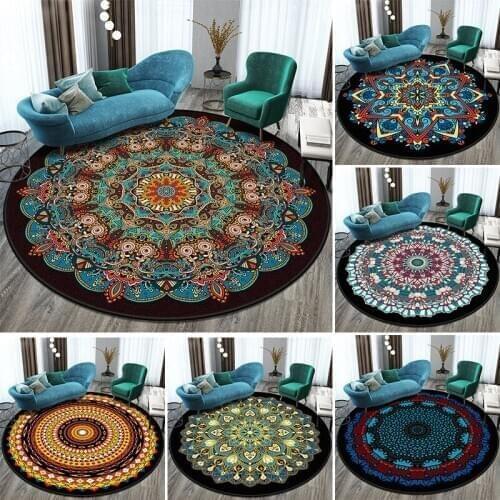 Cross-Border Ethnic Style Retro Mandala Carpet round Carpet Nordic Balcony Coffee Table Hanging Basket Living Room Decorative