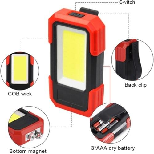 L74D Magnetic Work Light LED Magnetic Base Battery Operated COB Flashlight Multi-purpose High Bright Flood Lamp for Emergency
