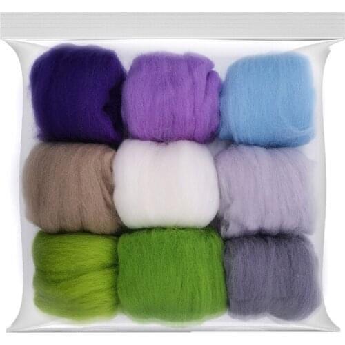 10g Merino Wool (9 Colors) 19 Microns Superfine Roving Wool Felt Wool Sheep Wool Needle Felting Wool for Wool Felting Kit (A)