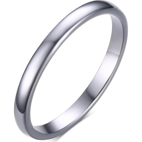 Trendy Sliver Color Metal Geometric 2MM thin Rings Minimalist Solid Circle Ring For Women Simple Design tungsten material