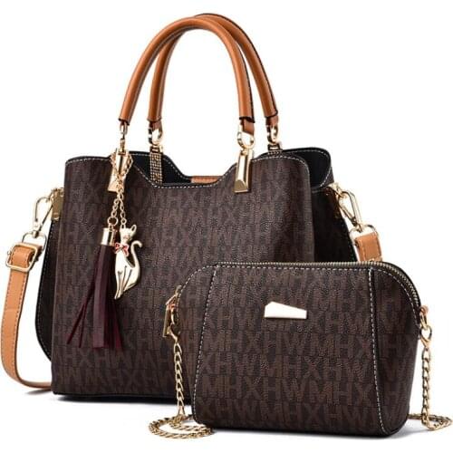 2021 New Female Composite Bag Two-Piece Womens Handbag Big Bag Fashion Lady Letter Printing One-Shoulder Messenger Bag