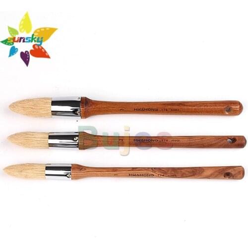 Original hwahong 178 Long rod Large round head brush Bristle hair Oil painting brush Acrylic brush Wall painting Art supplies