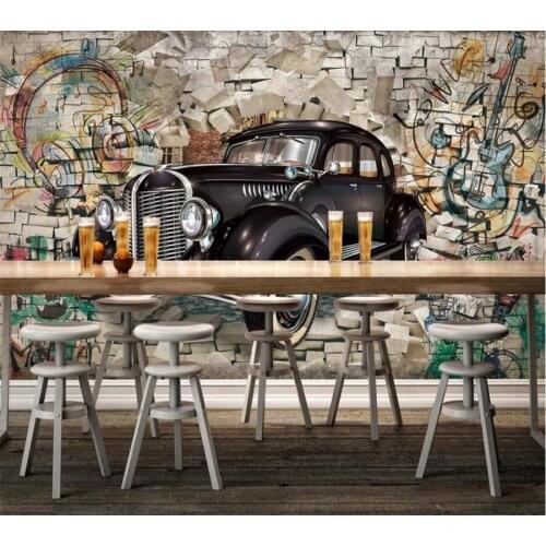 Custom wallpaper 3D mural retro classic car wall stereo restaurant bar mural background wall restaurant wallpaper papel de pared