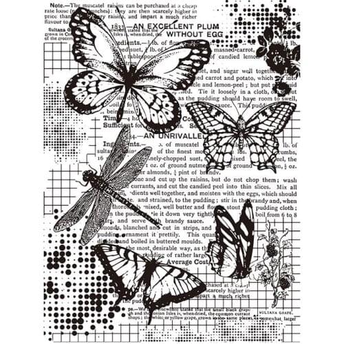 KSCRAFT Retro Butterfly Transparent Clear Silicone Stamp/Seal for DIY scrapbooking/photo album Decorative clear stamp sheets 056