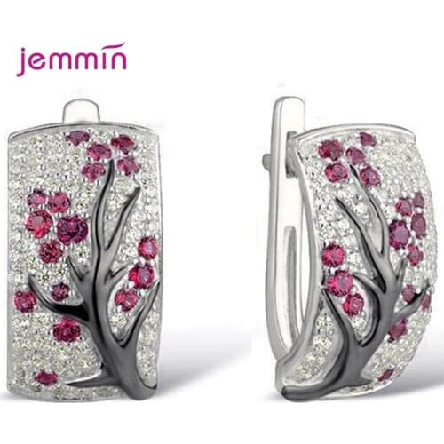 Drop-shipping Fashion Jewelry Accessories Plum Flowers Solid 925 Silver Ear Clasps High Quality Wedding Party Female Earrings