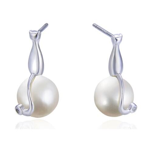 YJAR001882 New Fashion Simple S925 Silver Stud Earrings Shell Pear Micro-inlaid Drill New Fashion Ear Nails Womens Jewelry