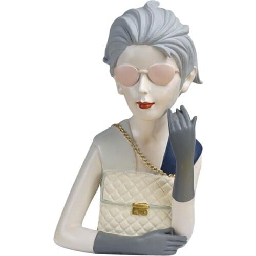 Resin Statue Modern Career Female Home Decor Figurines for Interior Living Room Decoration Capable Female Desktop Ornaments 2021