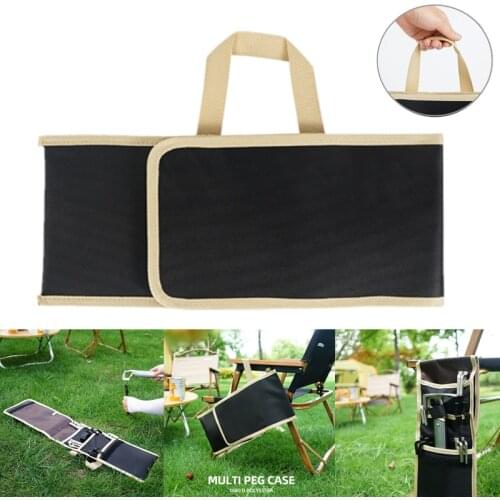 Outdoor Camping Tent Pegs Bag Oxford Cloth Hammer Wind Rope Tent Ground Nail Storage Pouch Travelling Tent Accessories