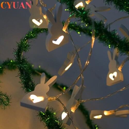 1M 10LED Easter Party Decoration Wooden Easter Rabbit Strip Light Bunny LED Garland Fairy Light Happy Easter Home Decor