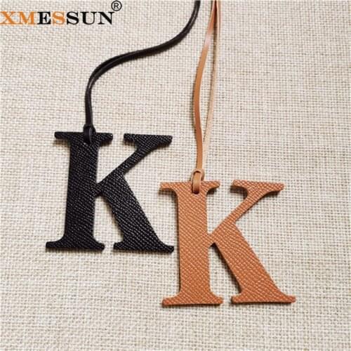 XMESSUN New English Letters Charm K Luxury Genuine Natural Leather Character Alphabet Keychain Backpack Pendant Ladies Women Bag