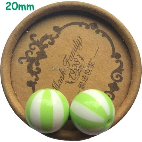 Green Round Stripe Resin Ball Beads Watermelon Beach Chunky Bubble Gum Beads 20mm 110pcs For DIY Jewelry Making Handmade Gift