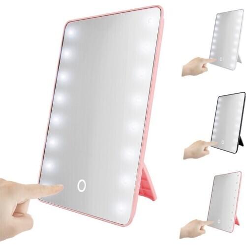 Makeup Mirror With16 LEDs Cosmetic Mirror Touch Dimmer Switch Battery Operated Vanity Mirror With Stand For Tabletop